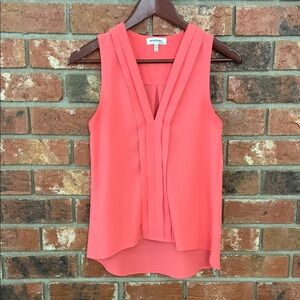 Monteau Coral Pink Sleeveless V-neck Blouse